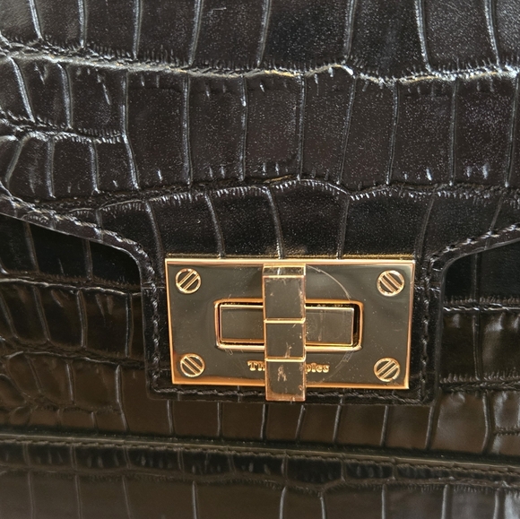 The Kooples Black Croc Embossed Leather Emily Bag in Medium - Picture 7 of 9